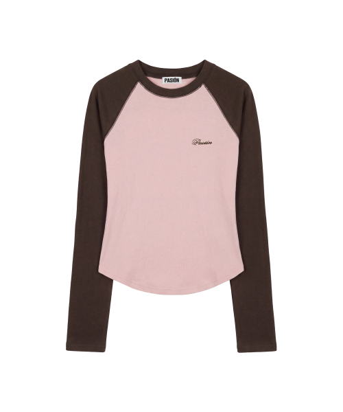 메이비스 나그랑 티_핑크 & 브라운 Mavis Raglan Tee_ Pink & Brown