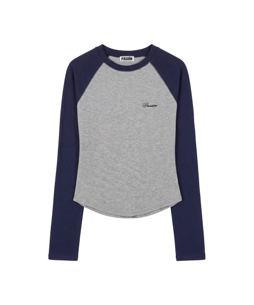메이비스 나그랑 티_그레이 & 네이비 Mavis Raglan Tee_ Gray & Navy