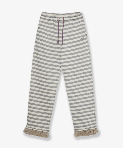 STRIPE FUR SWEATPANTS [GREY]