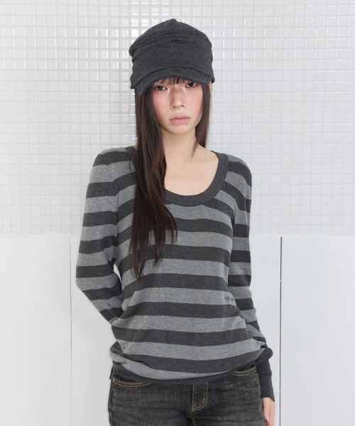 MELT STRIPE KNIT MELANGE GREY