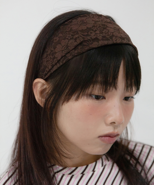 flower lace hair band - brown