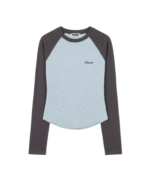메이비스 나그랑 티_스카이블루 & 챠콜 Mavis Raglan Tee_Sky Blue & Charcoal