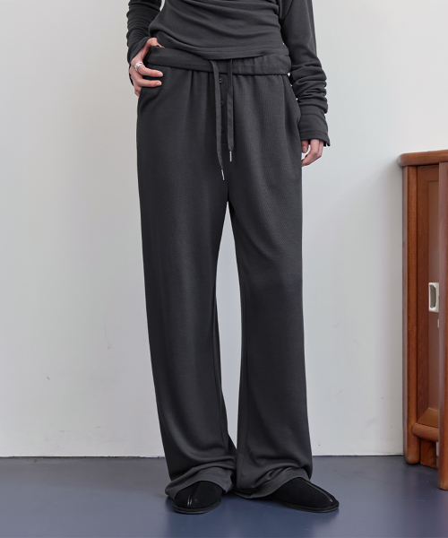 [SET-UP] Relaxed Wide Banding Pants, CHARCOAL