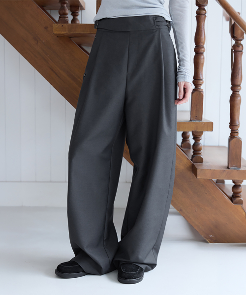 [SET-UP] Urban Semi-Wide Wrap Belt Slacks, CHARCOAL