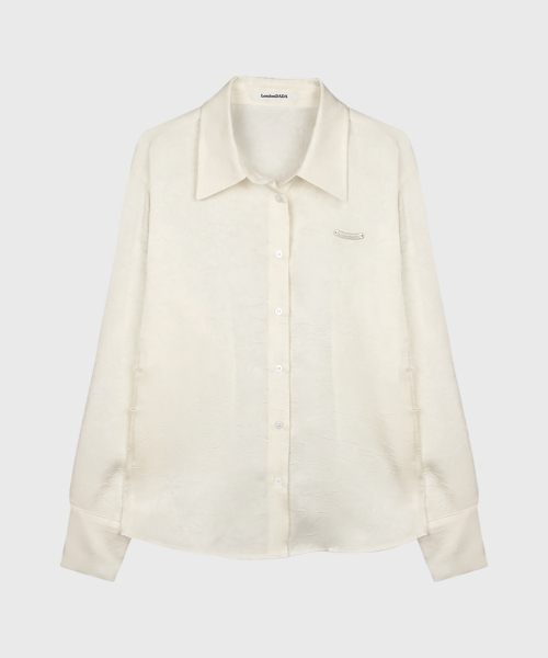 Satin Button Waist Blouse, IVORY