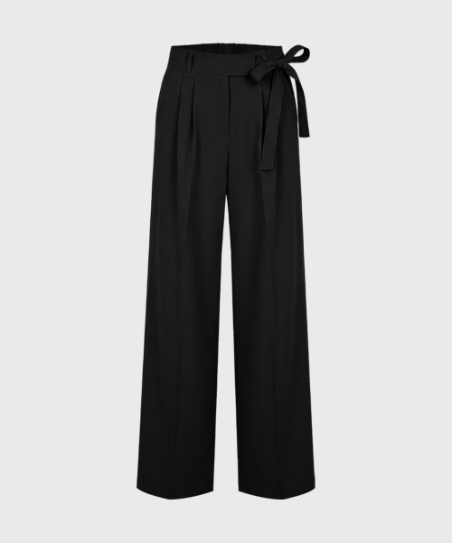 Side Button Slit Banding Slacks, BLACK