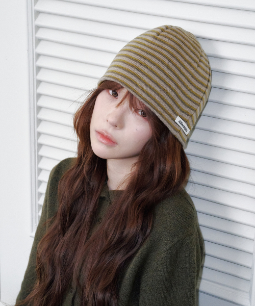 211 Stripe Beanie (Beige)