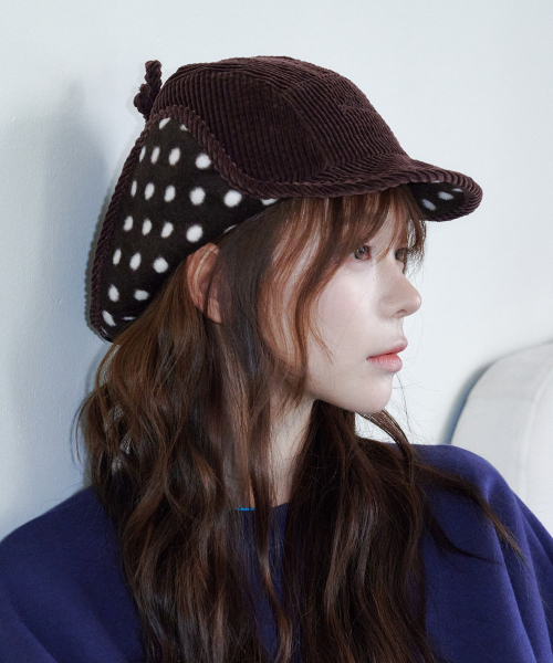 Polka Dot Fleece Trooper Hat (Brown)