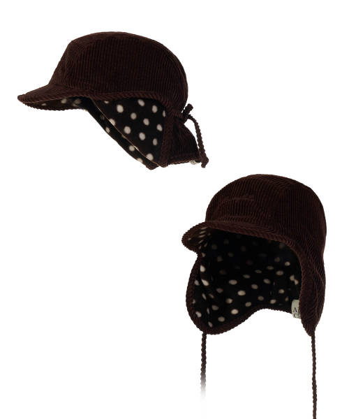 Polka Dot Fleece Trooper Hat (Brown)