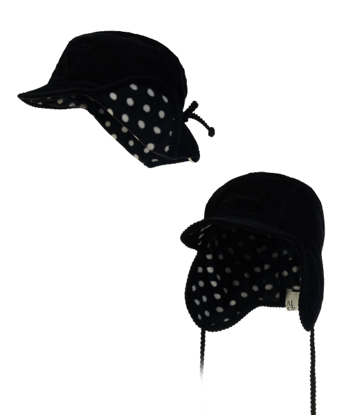 Polka Dot Fleece Trooper Hat (Black)