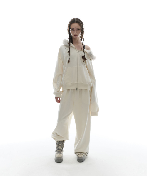 Hotfix Star Wide Sweatpants / Ivory