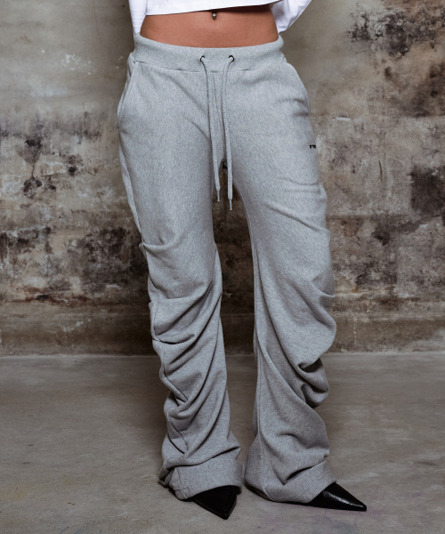 Ruched Curved Pants - Gray