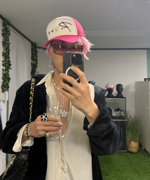 Rose Gem Mesh Cap (Pink)