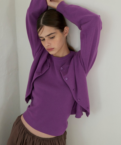 A Wool Cardigan (Purple) Set