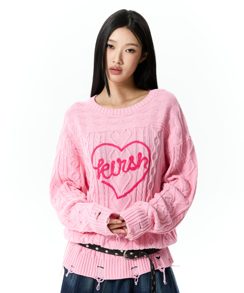 KIRSH HEART KNIT PULLOVER(LIGHT PINK)