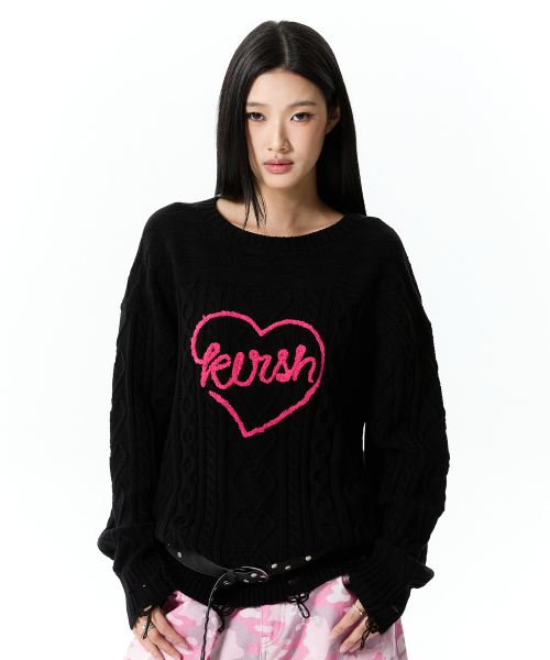KIRSH HEART KNIT PULLOVER(BLACK)