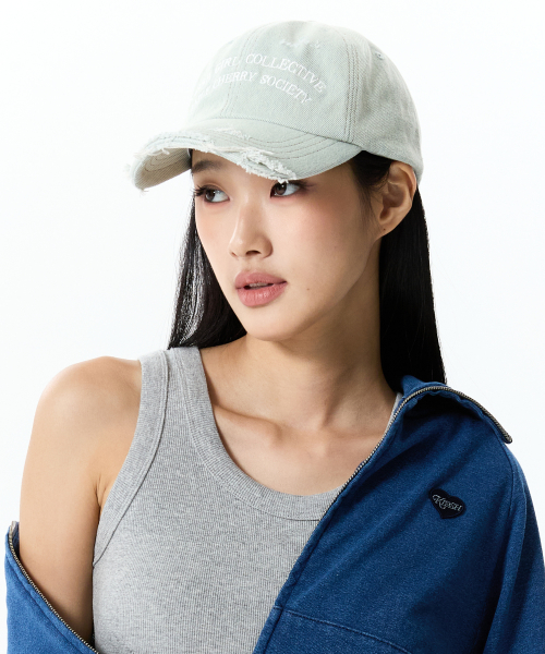 WASHING DISTRESSED BALL CAP(INDIGO BLUE)
