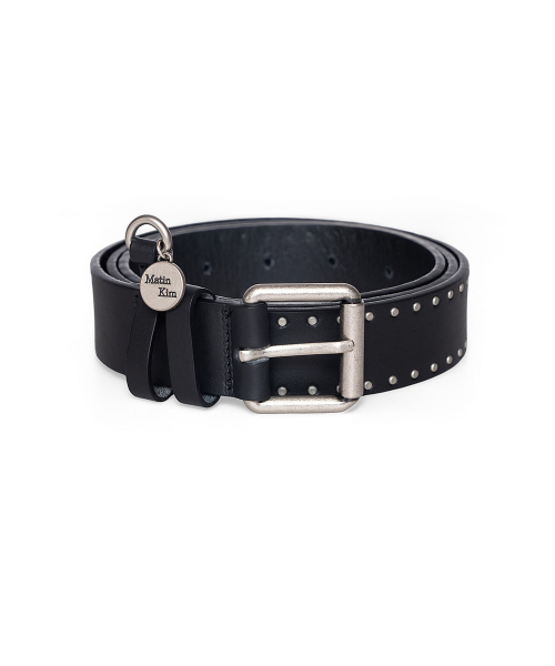 MINI DOT STUD LEATHER BELT IN BLACK