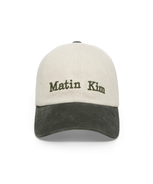 MATIN CLASSIC LOGO CORDUROY BRIM BALL CAP IN CREAM