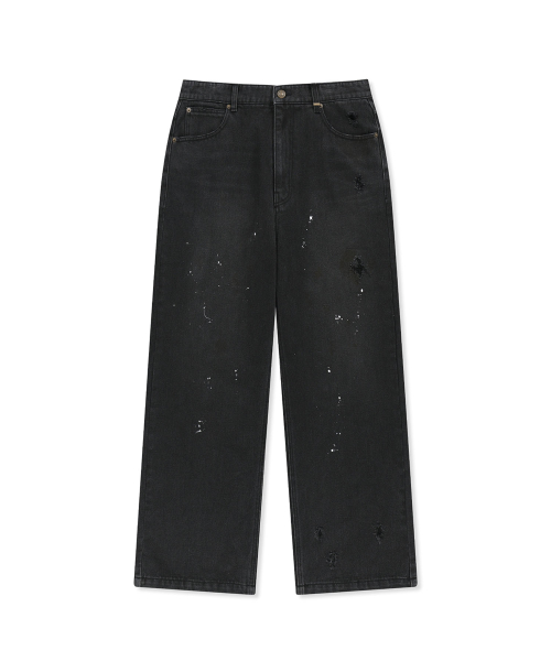 PAINT SPLATTER DENIM PANTS FOR MEN IN BLACK