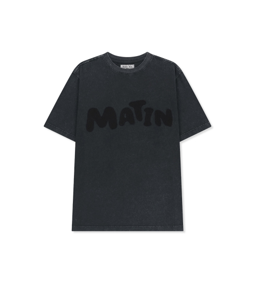 WAFFLE APPLIQUE LOGO TOP IN CHARCOAL