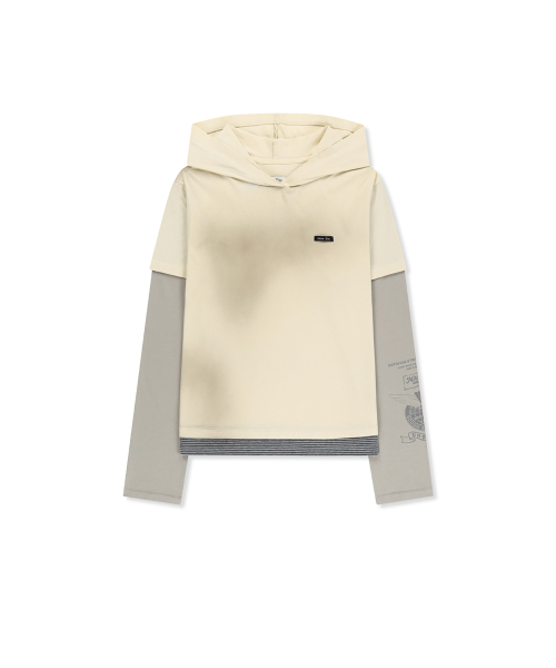 DUST WASHED LAYERED HOOD TOP IN BUTTER