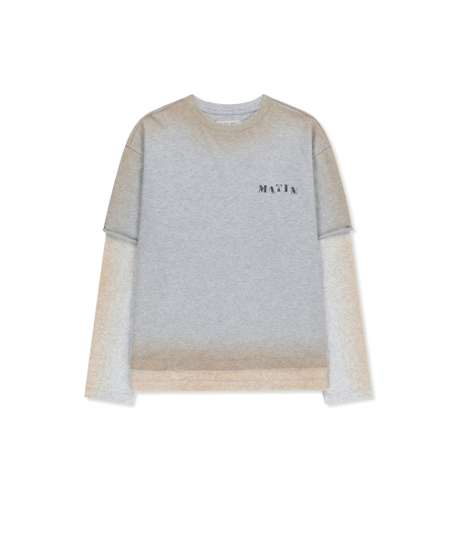 DUST WASHED LOGO LAYERED TOP IN GREY