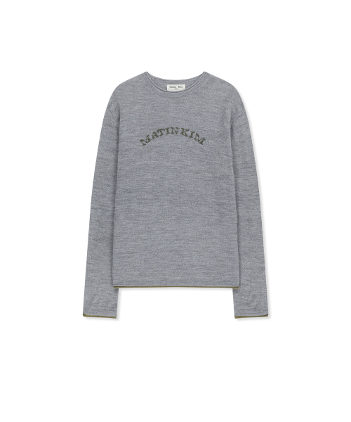 MATIN SLEEVE GRAPHIC SHEER KNIT PULLOVER IN GREY