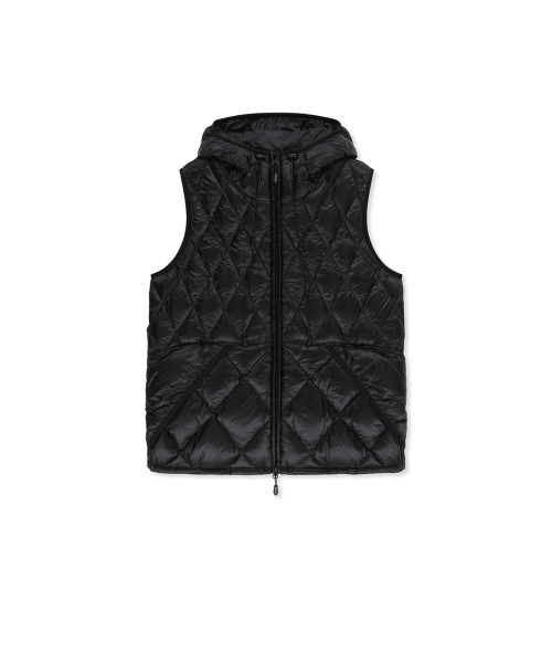 MIX QUILTED LIGHT DOWN VEST IN BLACK