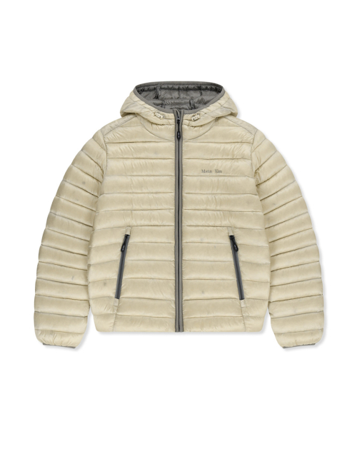 CONTRAST TRIM LIGHT DOWN HOODY JUMPER IN LIGHT BEIGE