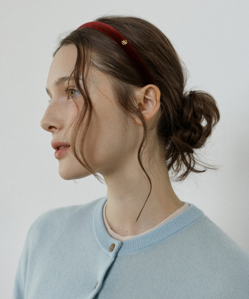 dp logo velvet hairband - burgundy