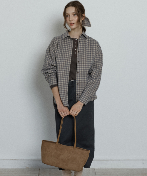 moody wide bag (suede) - camel