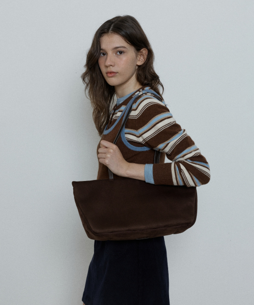 moody wide bag (suede) - brown