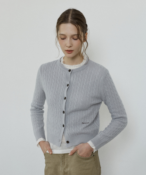 merino wool cable cardigan - grey