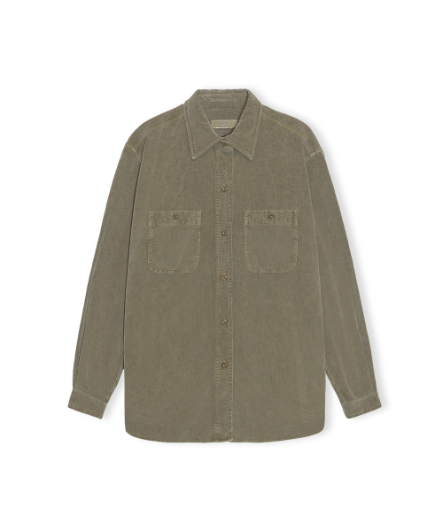 W Garment Dyed Corduroy Shirt, Dark Beige