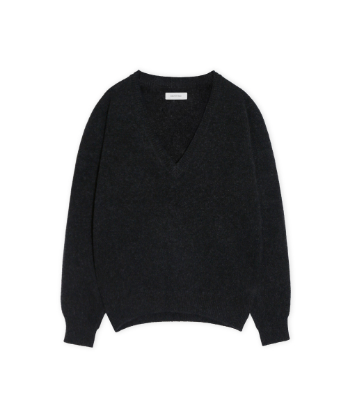 W Deep V Neck Sweater, Charcoal