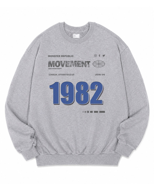1982 블루 오버핏 맨투맨 그레이