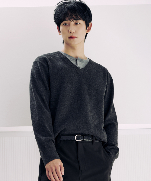 [COUTURE]Layered V-Neck Knit - 2color
