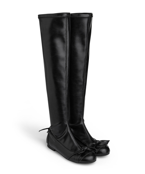 SPAN RIBBON LONG BOOTS IN BLACK