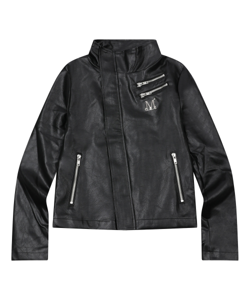 LEUEL DOUBLE ZIP DIAGONAL LEATHER JACKET
