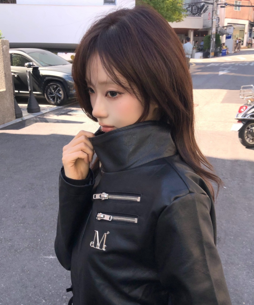 LEUEL DOUBLE ZIP DIAGONAL LEATHER JACKET