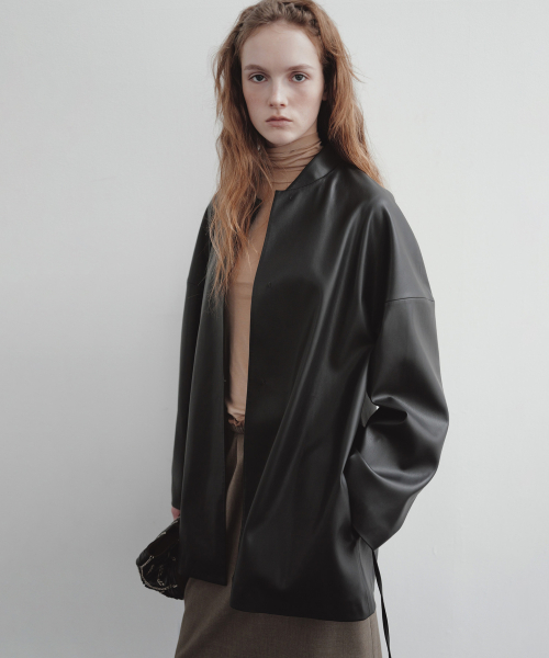 MELD FAUX LEATHER JACKET (BLACK)