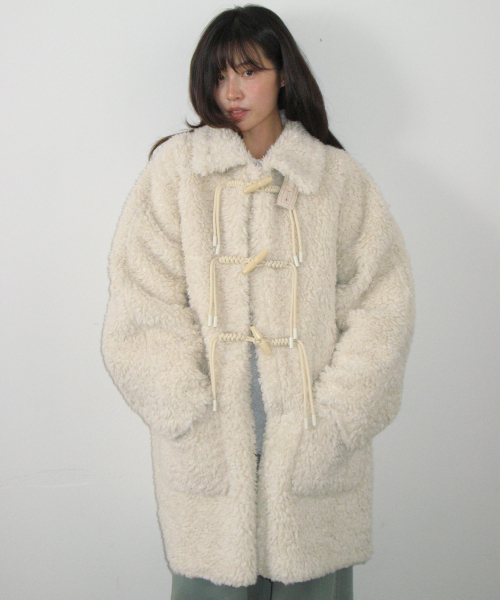 HIGH NECK TOGGLE HALF COAT IVORY