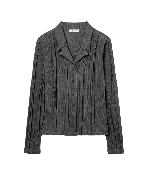 CUT OUT PLEATS SHIRT IN CHARCOAL