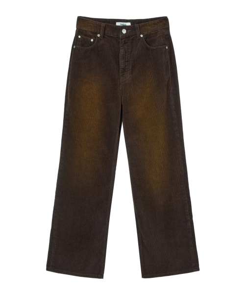 STRAIGHT BRUSH CORDUROY PANTS IN DARK BROWN