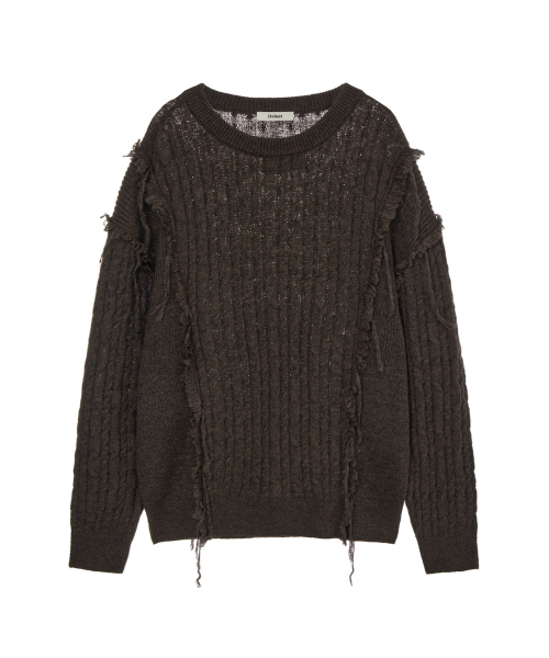 CABLED PULLOVER KNIT IN BROWN