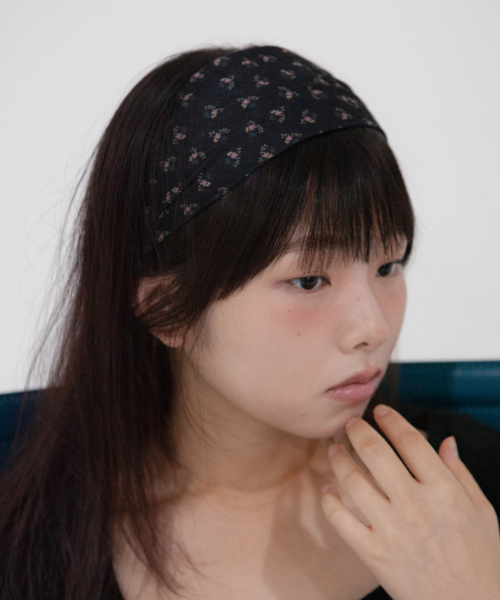 flower pointel hair band - black