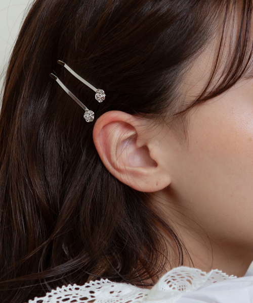 [2set] petit rose hair pin