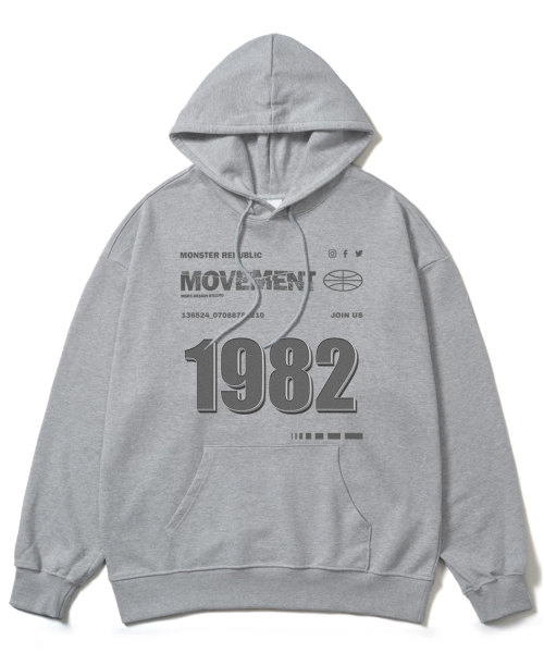 1982 그레이 오버핏 후드티 그레이