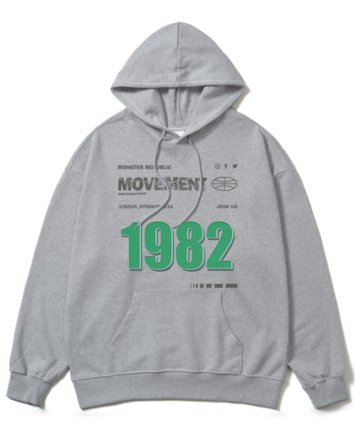 1982 그린 오버핏 후드티 그레이